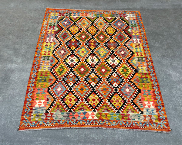 Afghan Maimana Wool Kilim - 7x5 ft