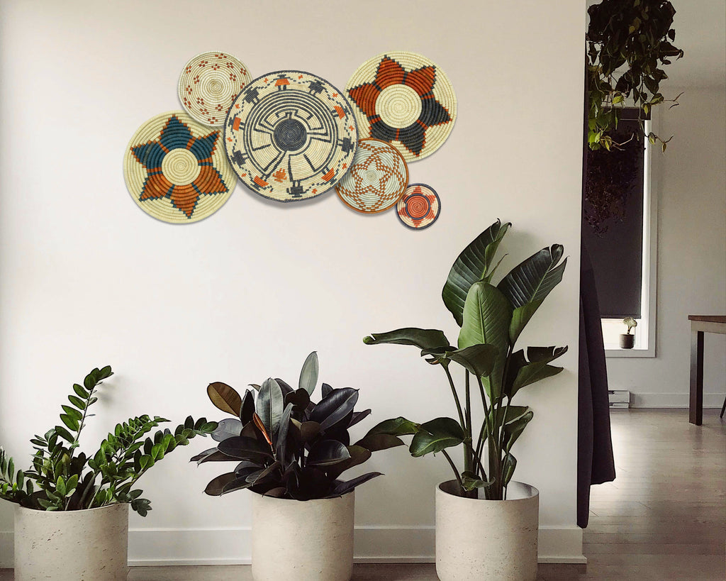 Set of 6 Handwoven wall baskets SET-389-6 N