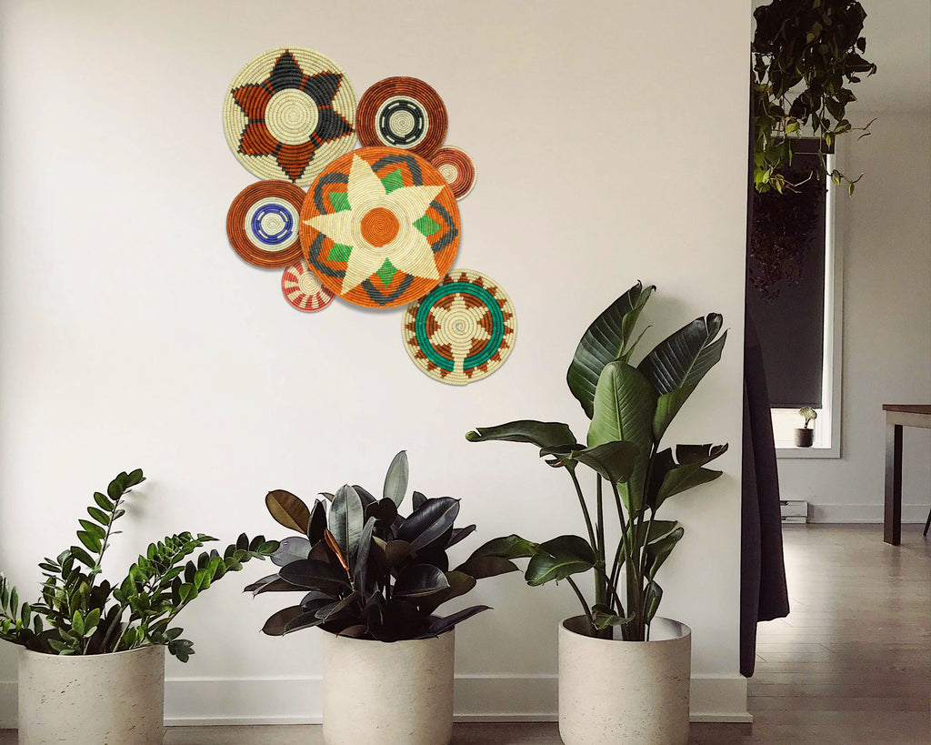 Set of 7 Handwoven wall baskets Set 311-7-N