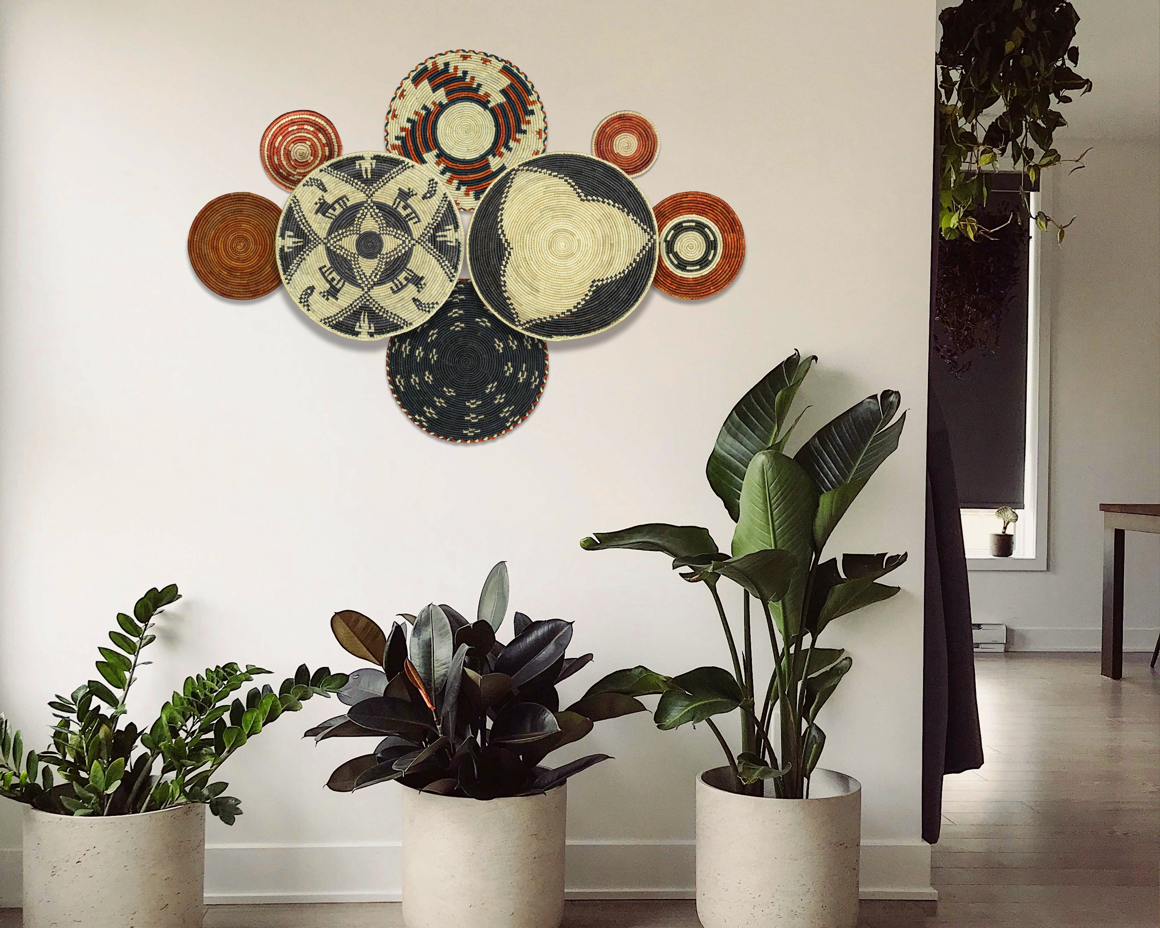 Set of 8 Handwoven wall baskets SET-249-8 N