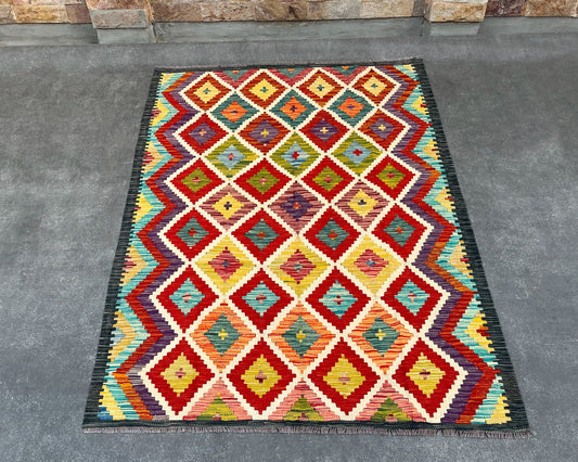 Afghan Maimana Wool Kilim - 7x5 ft KL-165-35