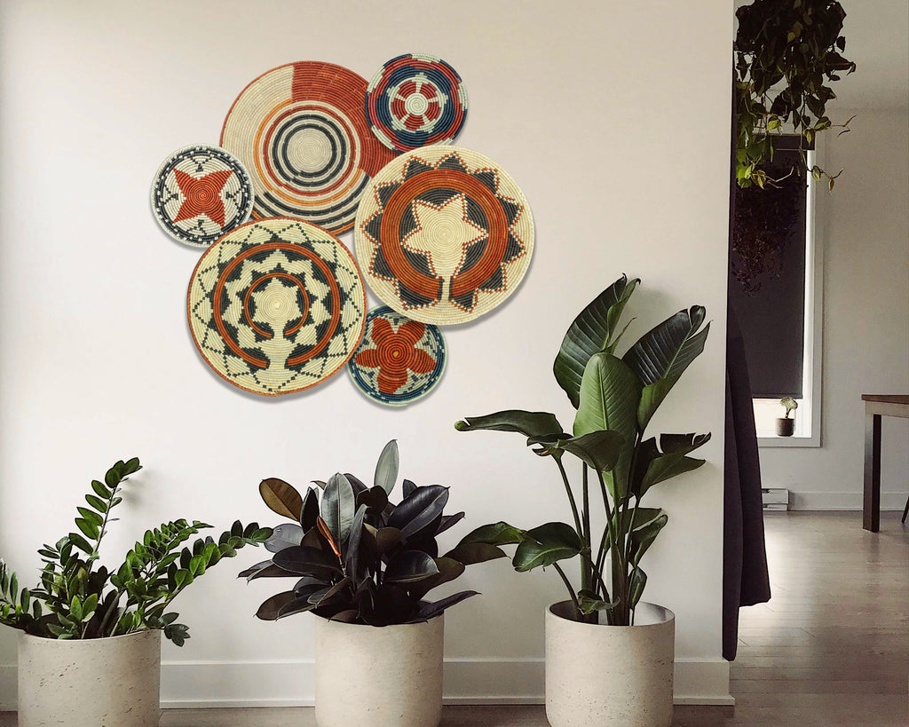 Set of 6 Handwoven wall baskets SET-292-6 N