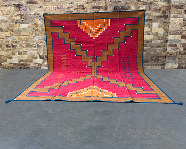 Pueblo Path Large Southwestern-Inspired Wool Dhurrie - 8x10 ft