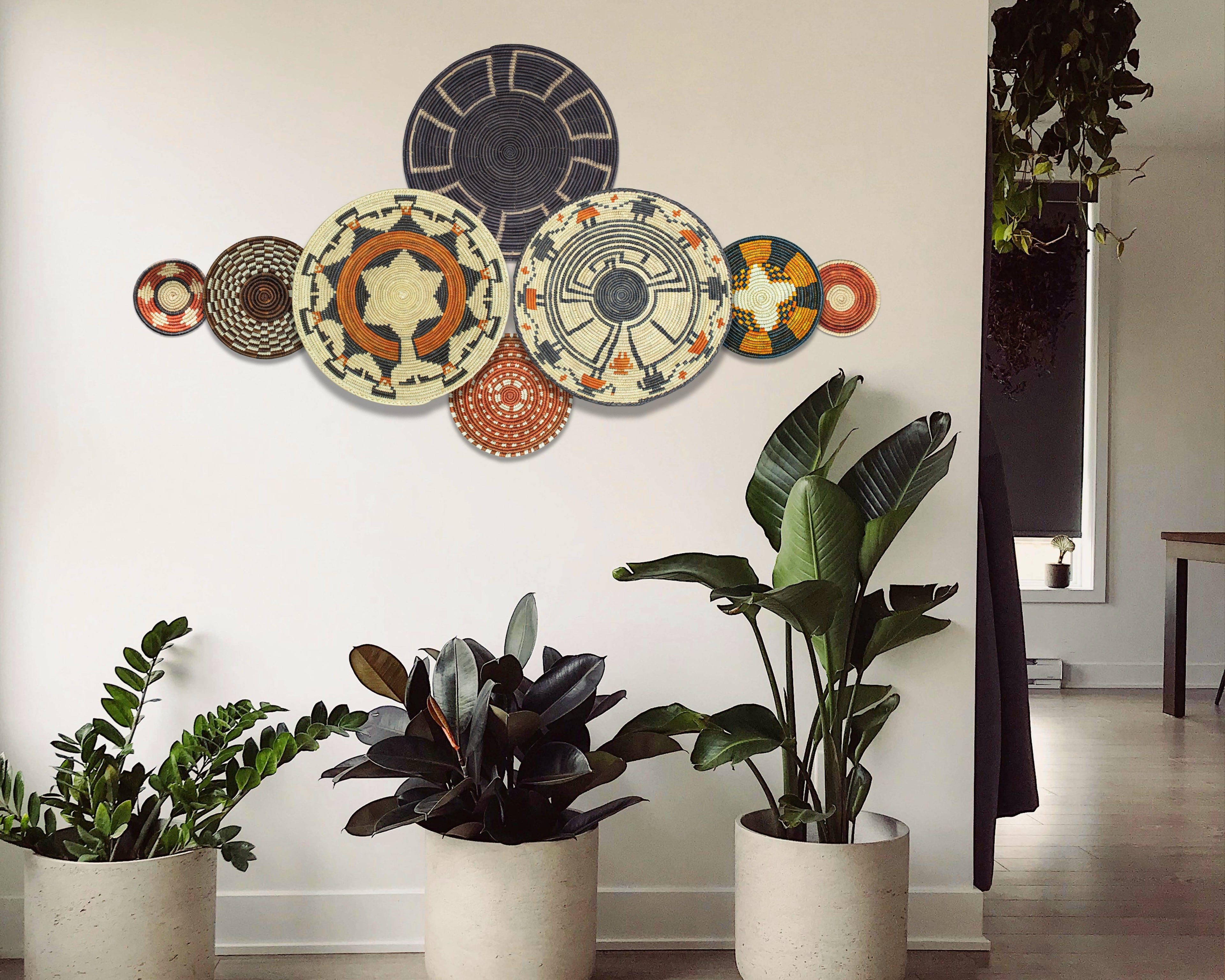 Set of 8 Handwoven wall baskets SET-360-8 N