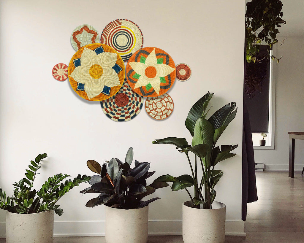 Set of 8 Handwoven wall baskets SET-359-8 N