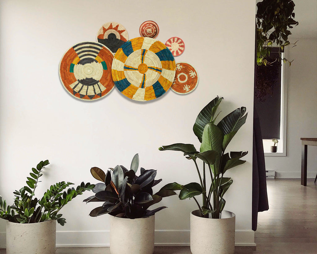 Set of 6 Handwoven wall baskets SET-378-6 N