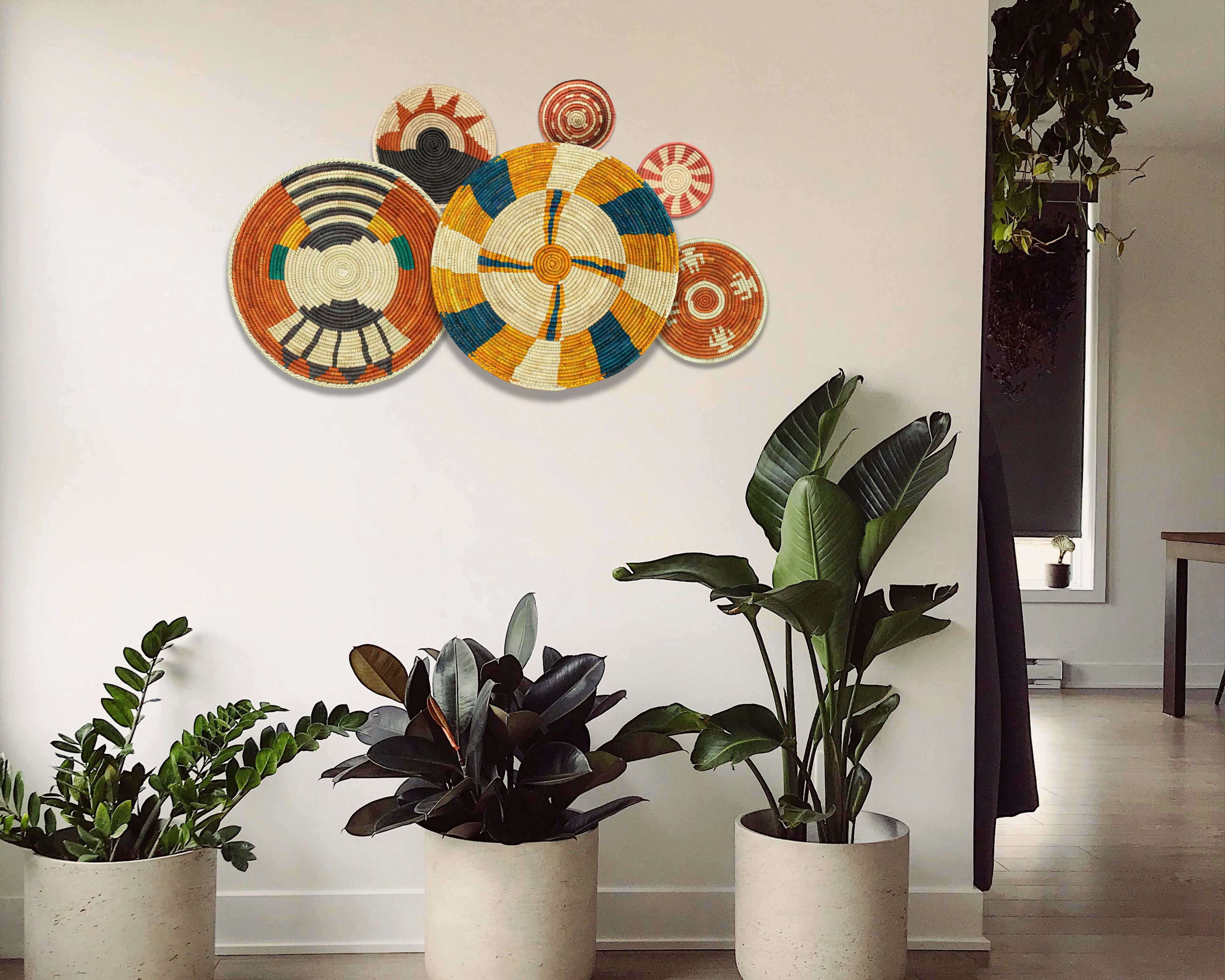 Set of 6 Handwoven wall baskets SET-378-6 N