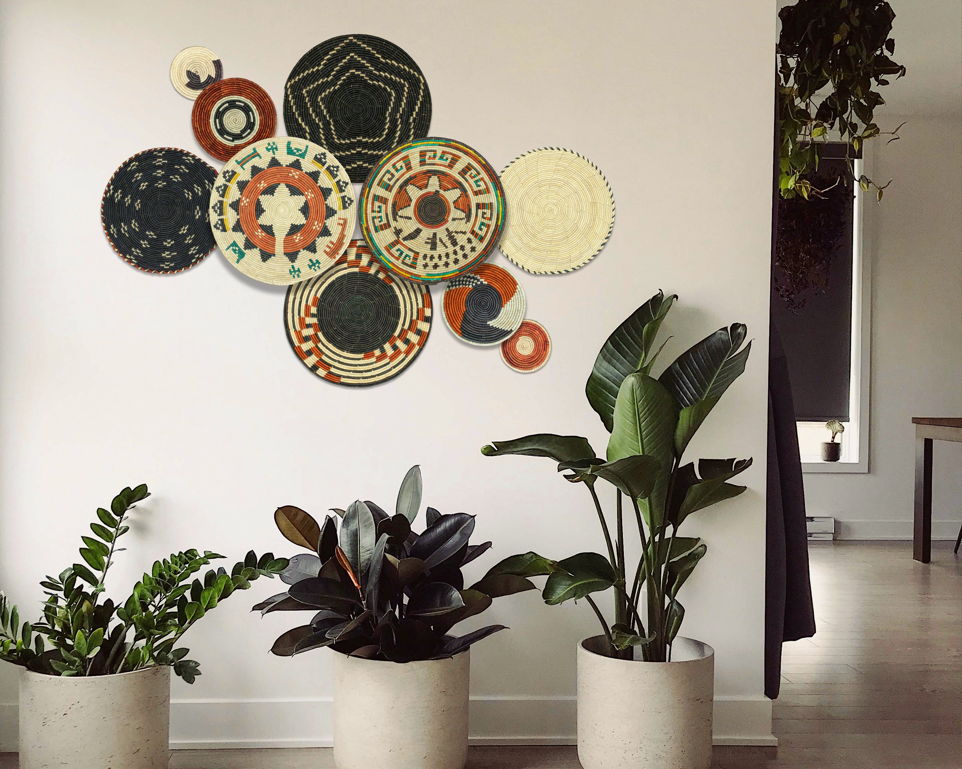 Set of 10 Handwoven wall baskets SET-411-10 N