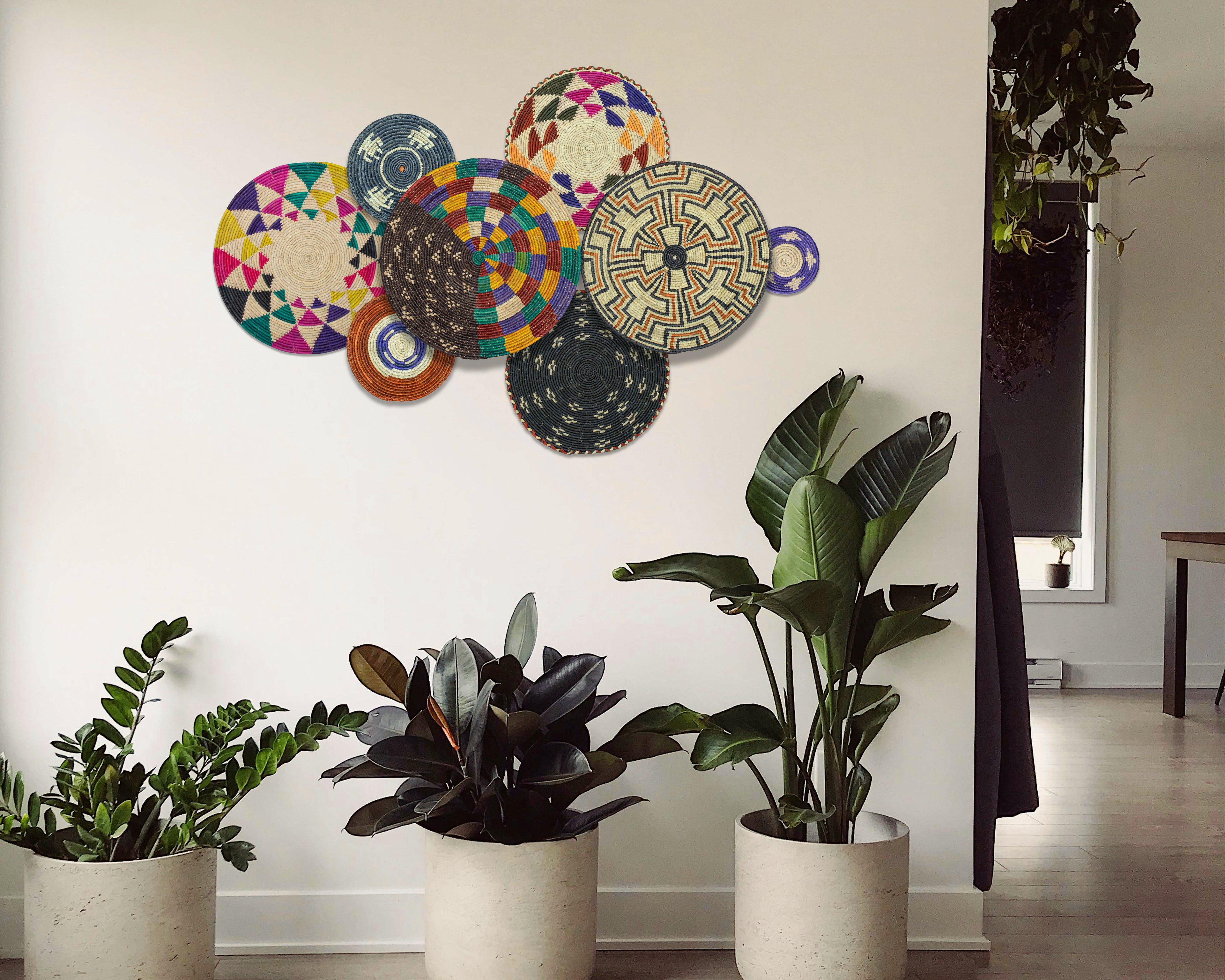 Set of 8 Handwoven wall baskets SET-348-8 N