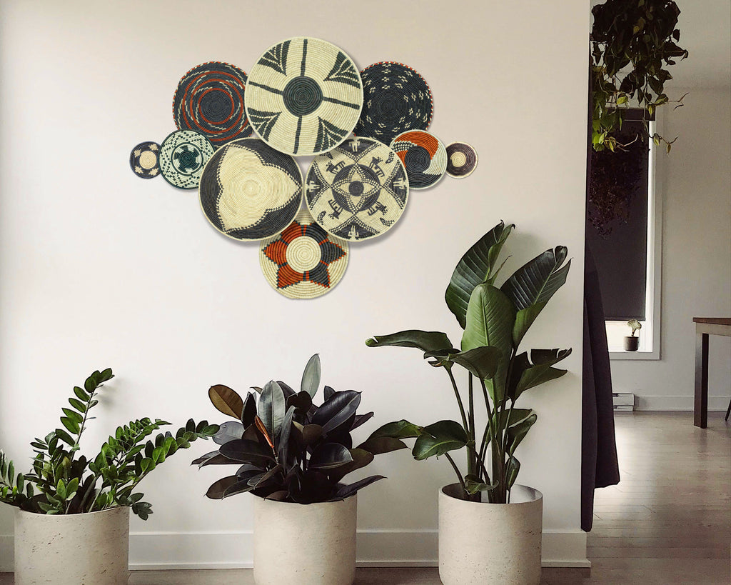 Set of 10 Handwoven wall baskets SET-401-10 N