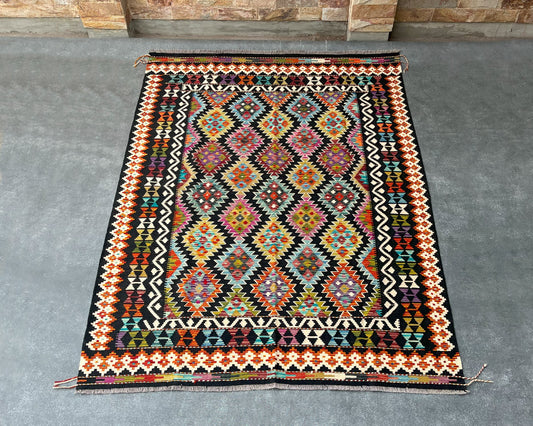 Afghan Maimana Wool Kilim - 8x6 ft KL-136-48