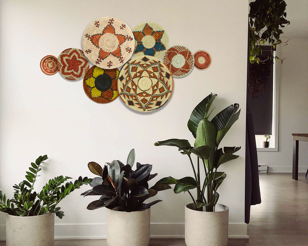 Set of 8 Handwoven wall baskets SET-339-8 N