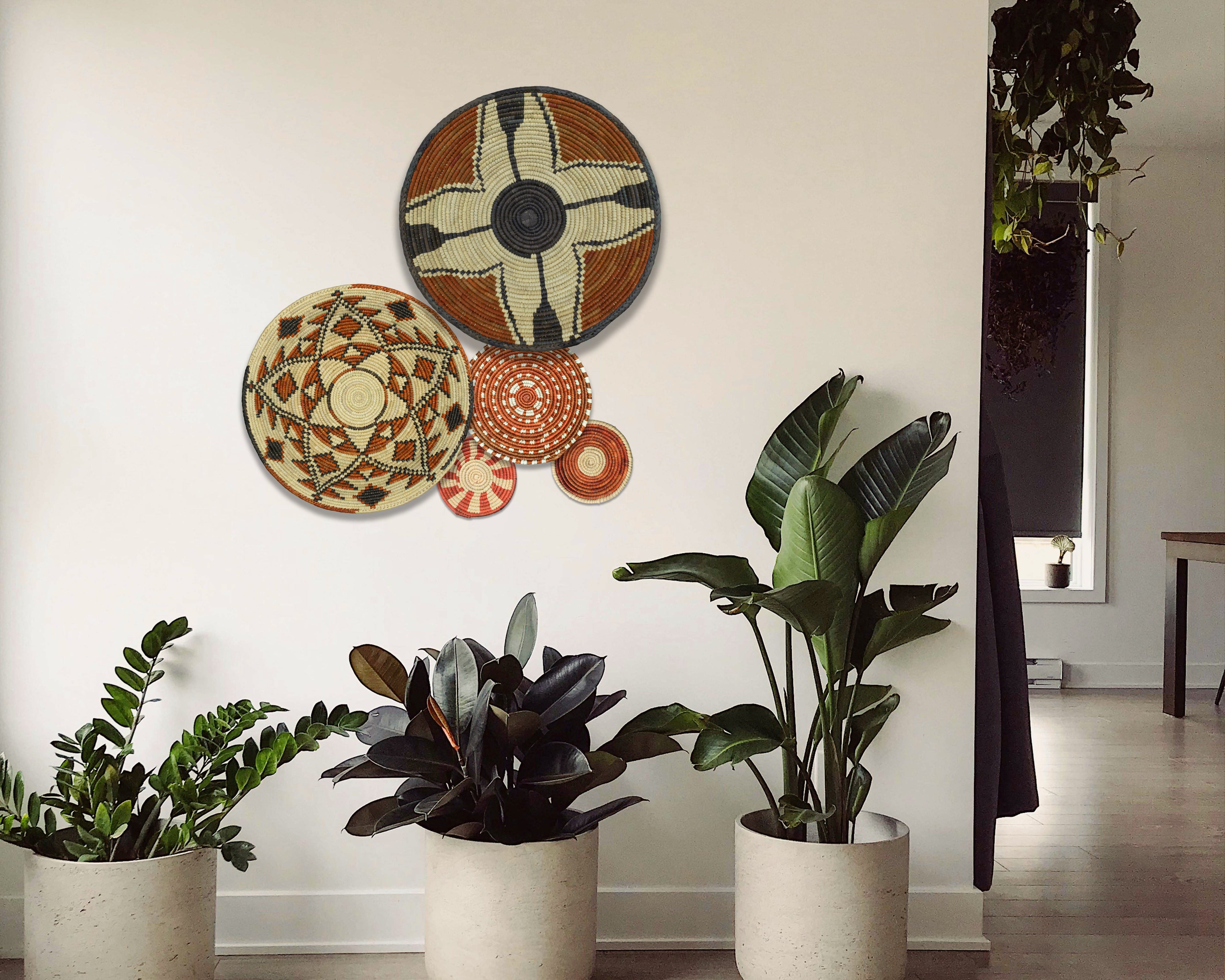 Set of 5 Handwoven wall baskets SET-70-5 N