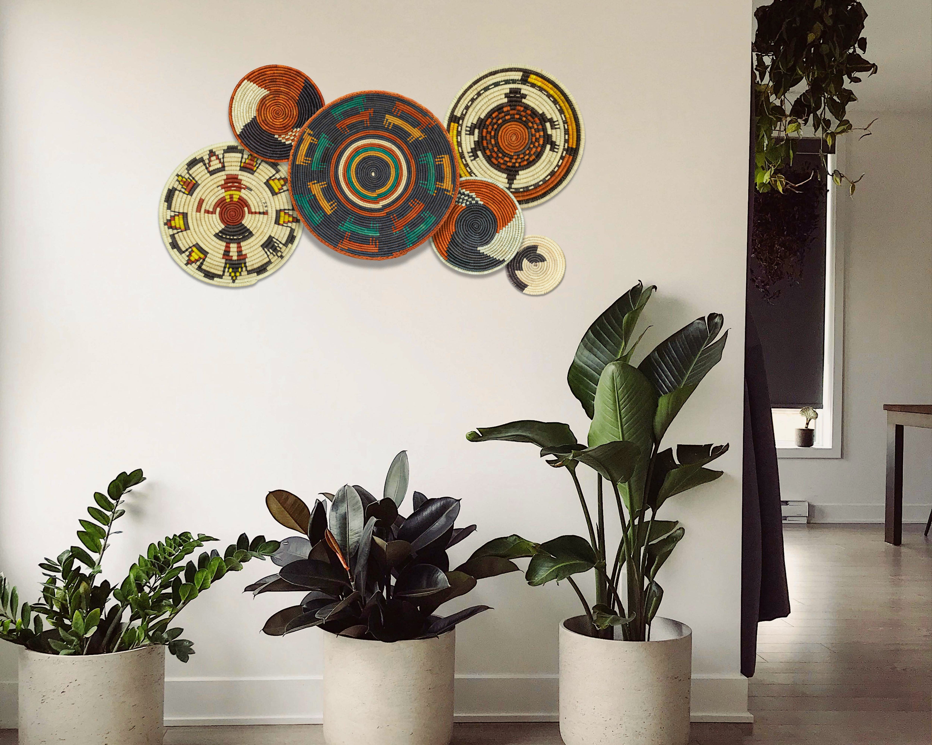 Set of 6 Handwoven wall baskets SET-390-6 N