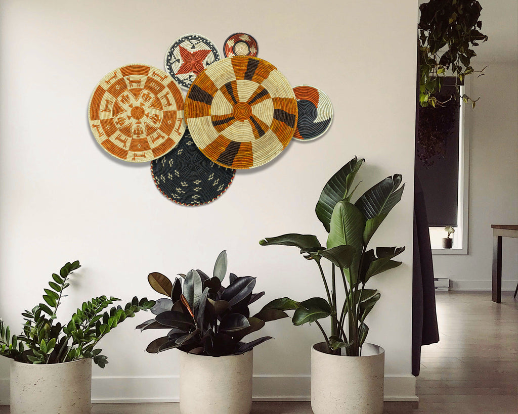 Set of 6 Handwoven wall baskets SET-271-6 N