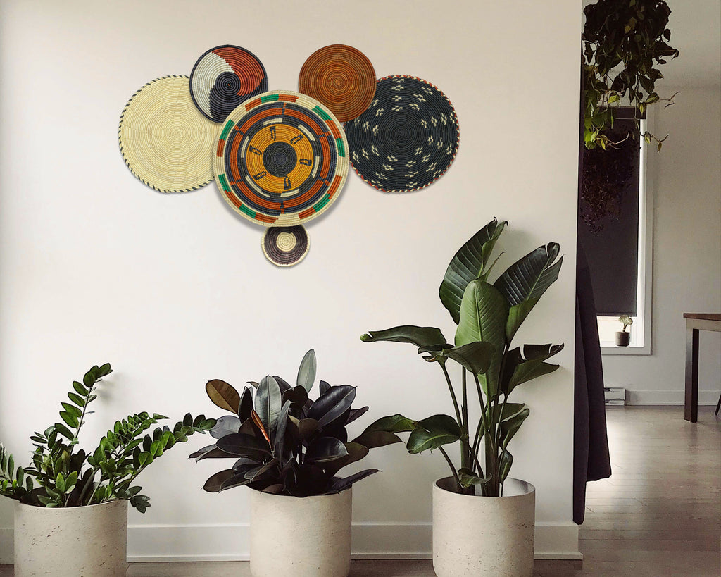 Set of 6 Handwoven wall baskets SET-386-6 N