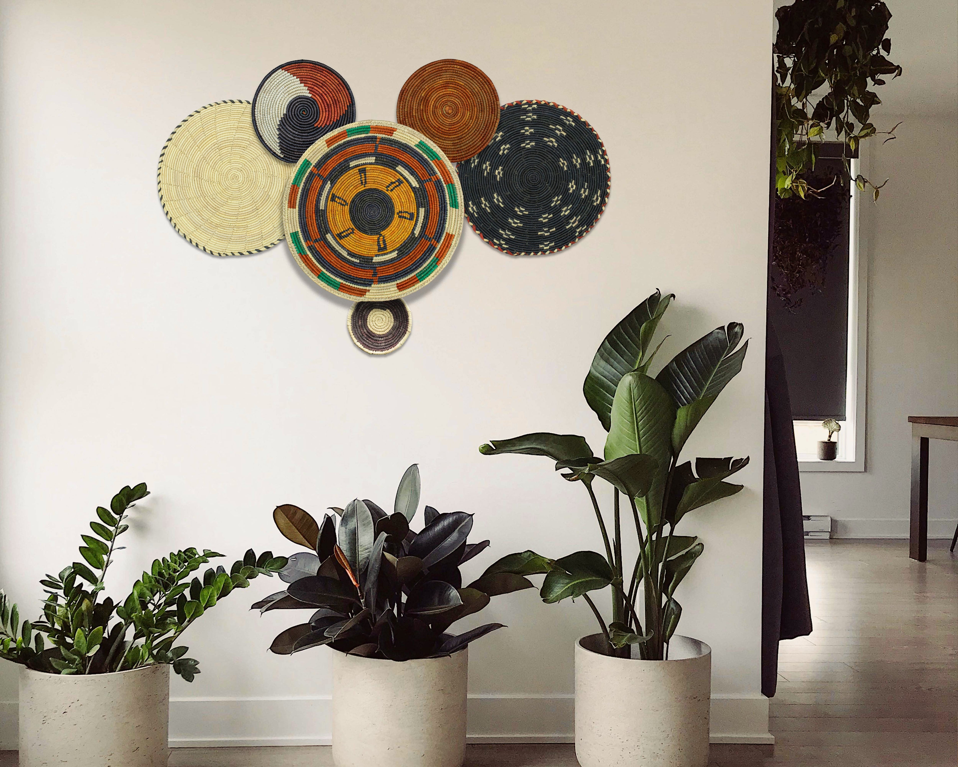 Set of 6 Handwoven wall baskets SET-386-6 N