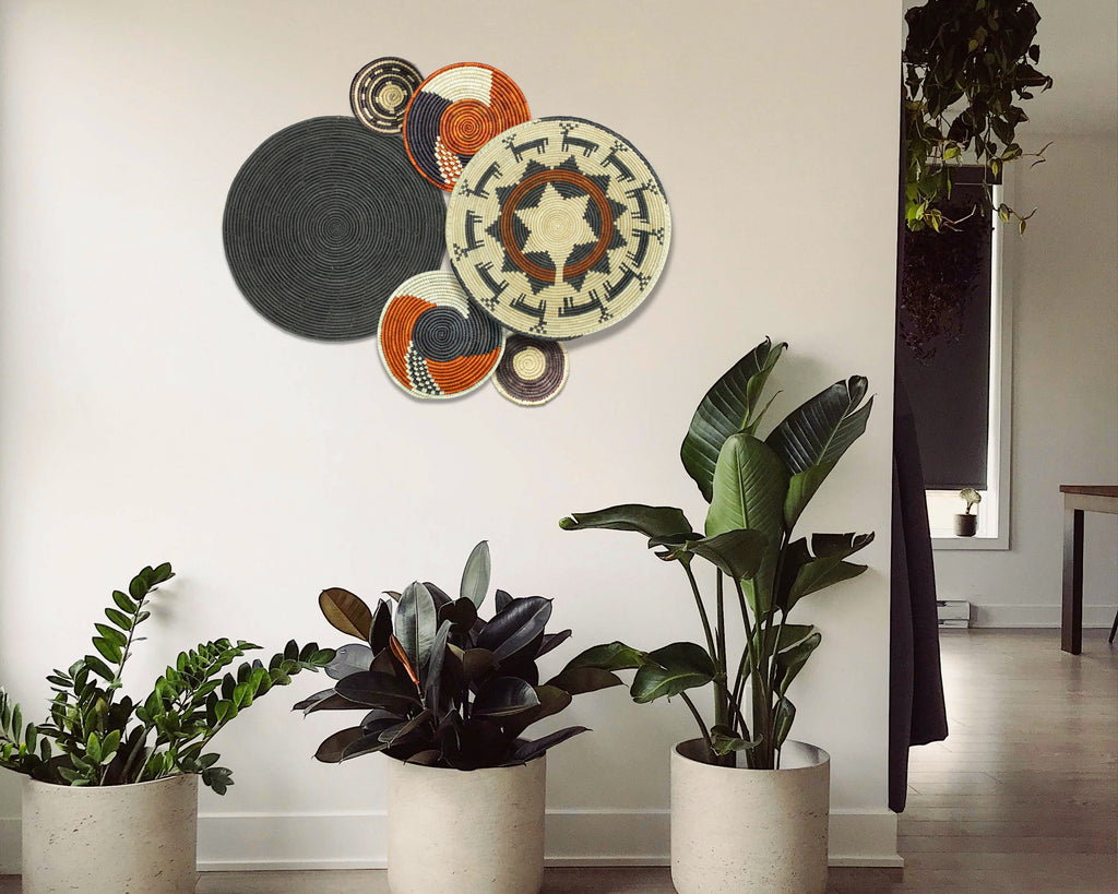 Set of 6 Handwoven wall baskets SET-380-6 N