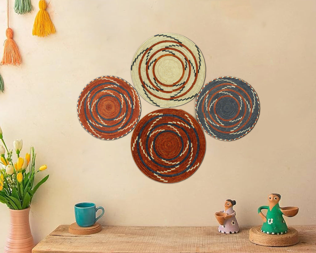 Set of 4 Handwoven wall baskets SET-228-4 N