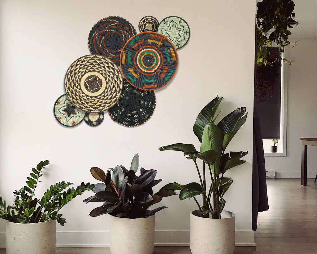 Set of 8 Handwoven wall baskets SET-255-8 N