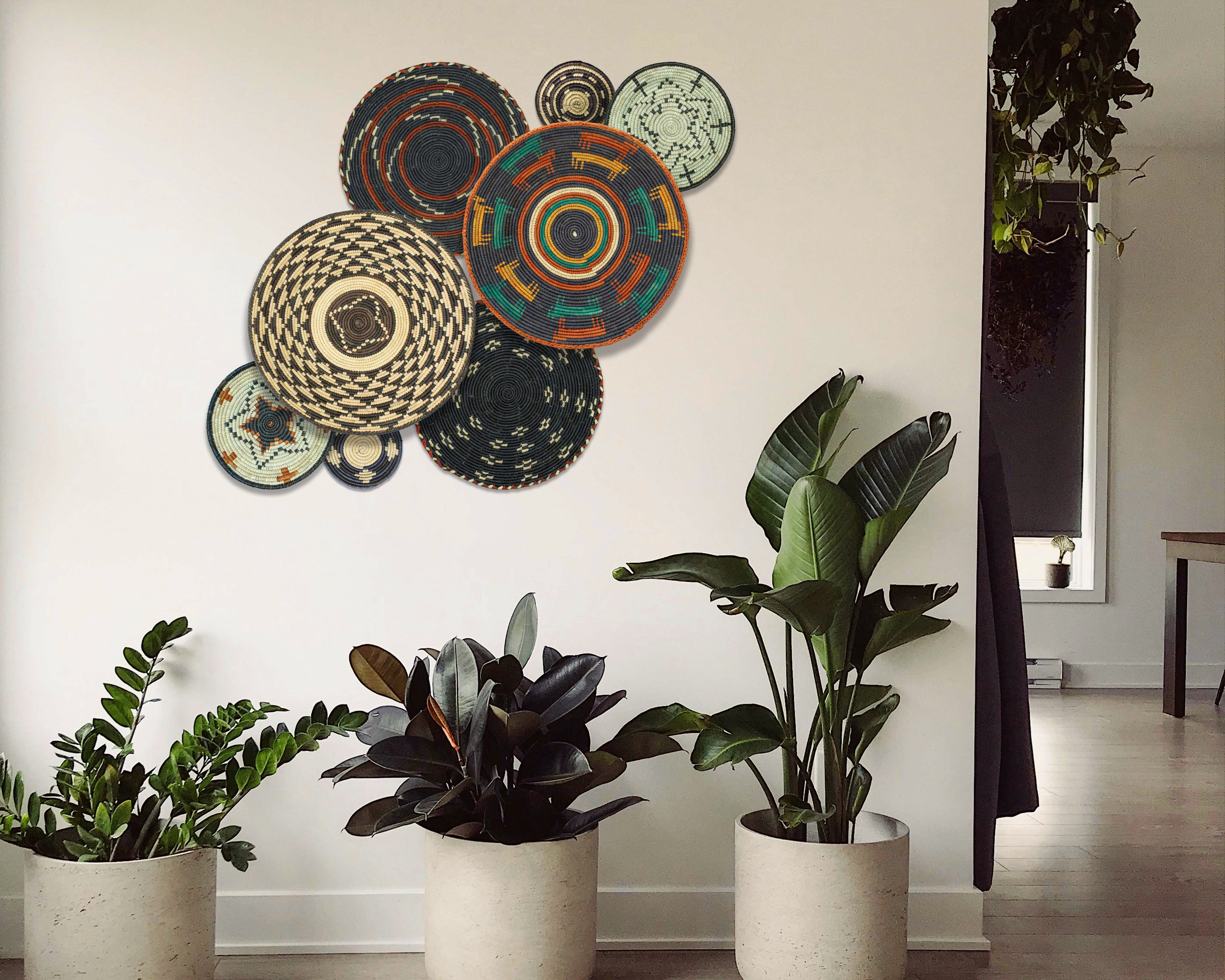 Set of 8 Handwoven wall baskets SET-255-8 N