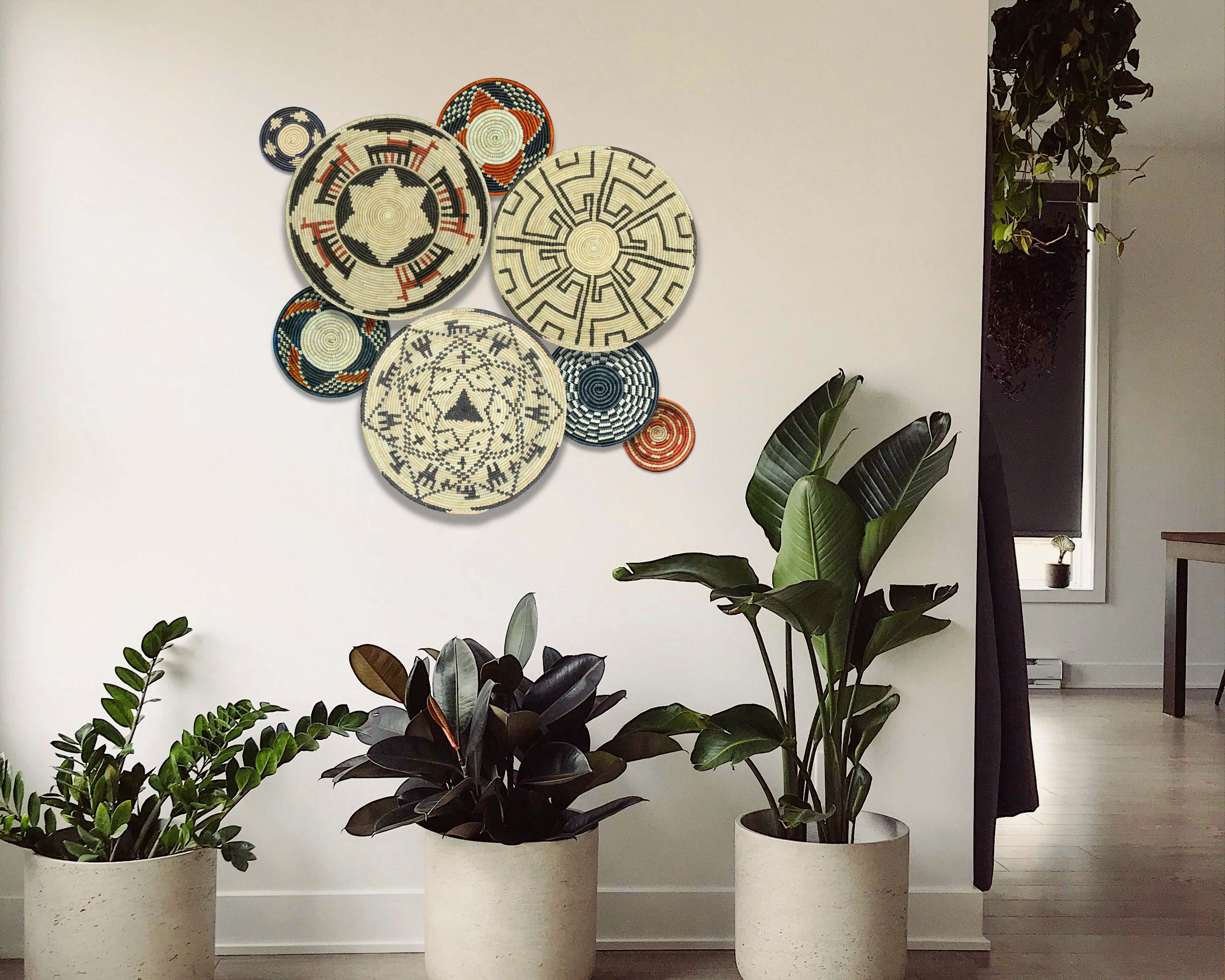 Set of 8 Handwoven wall baskets SET-364-8 N