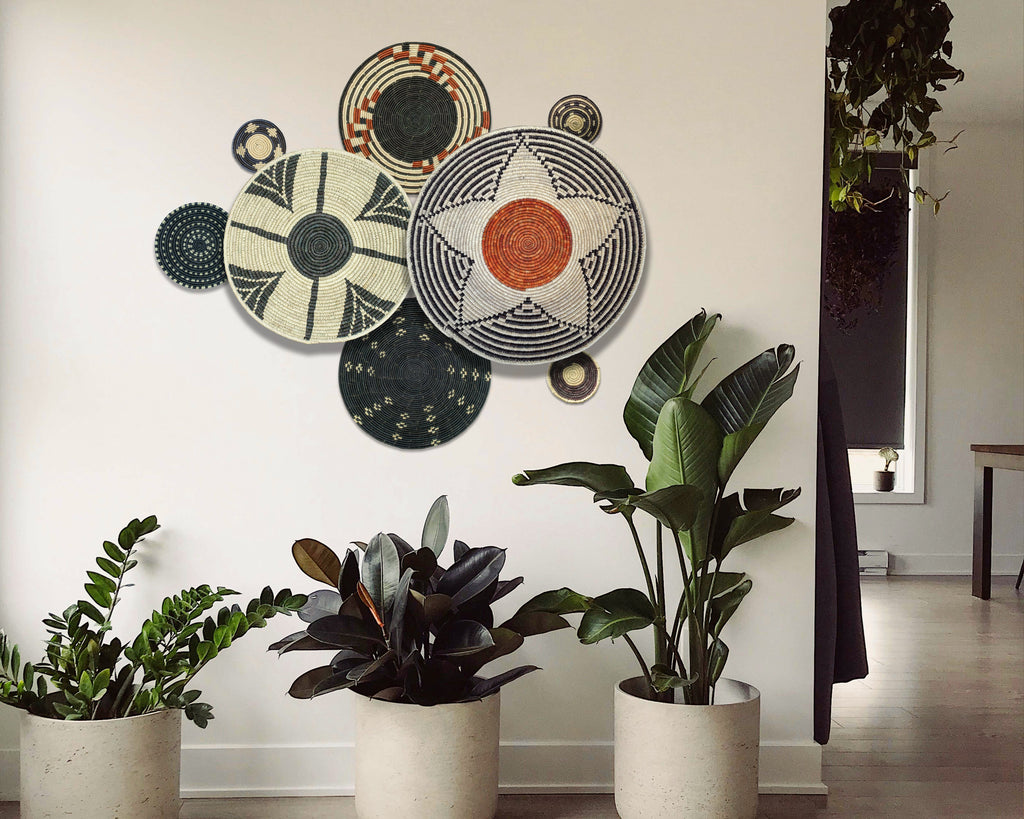 Set of 8 Handwoven wall baskets SET-331-8 N