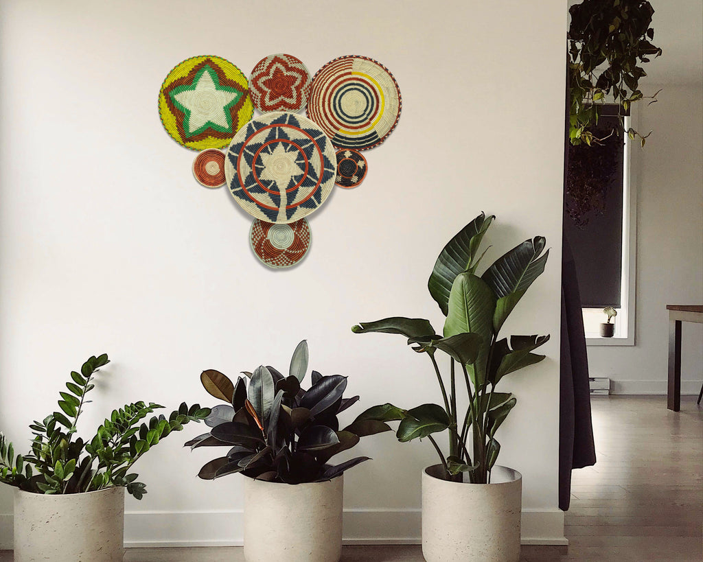 Set of 7 Handwoven wall baskets Set 321-7-N