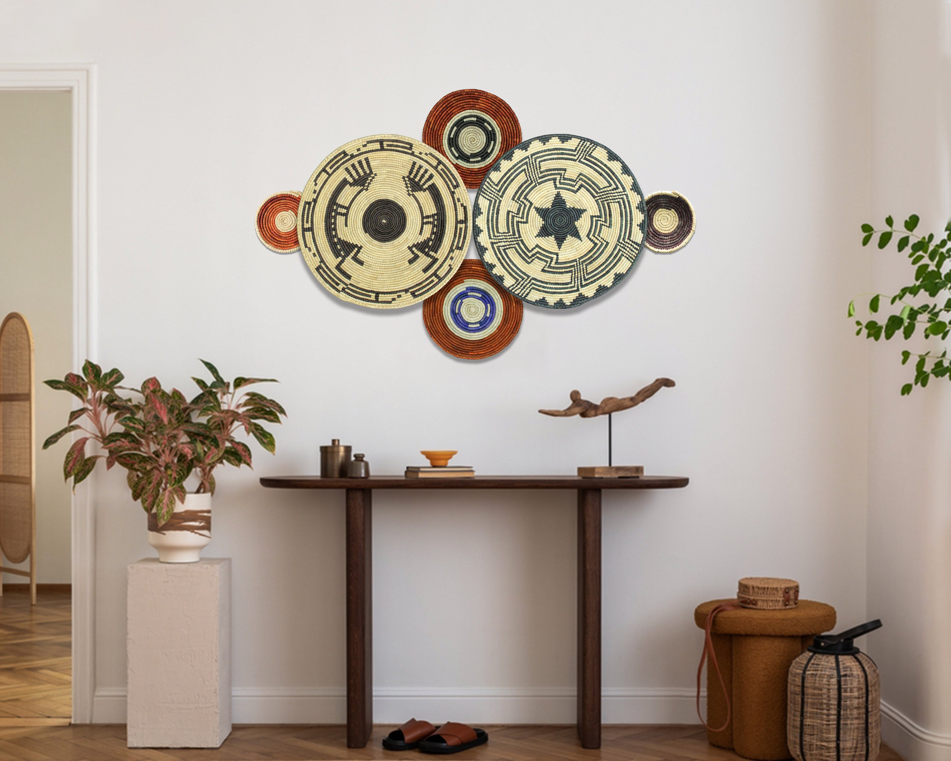 Set of 6 Handwoven wall baskets SET-284-6 N