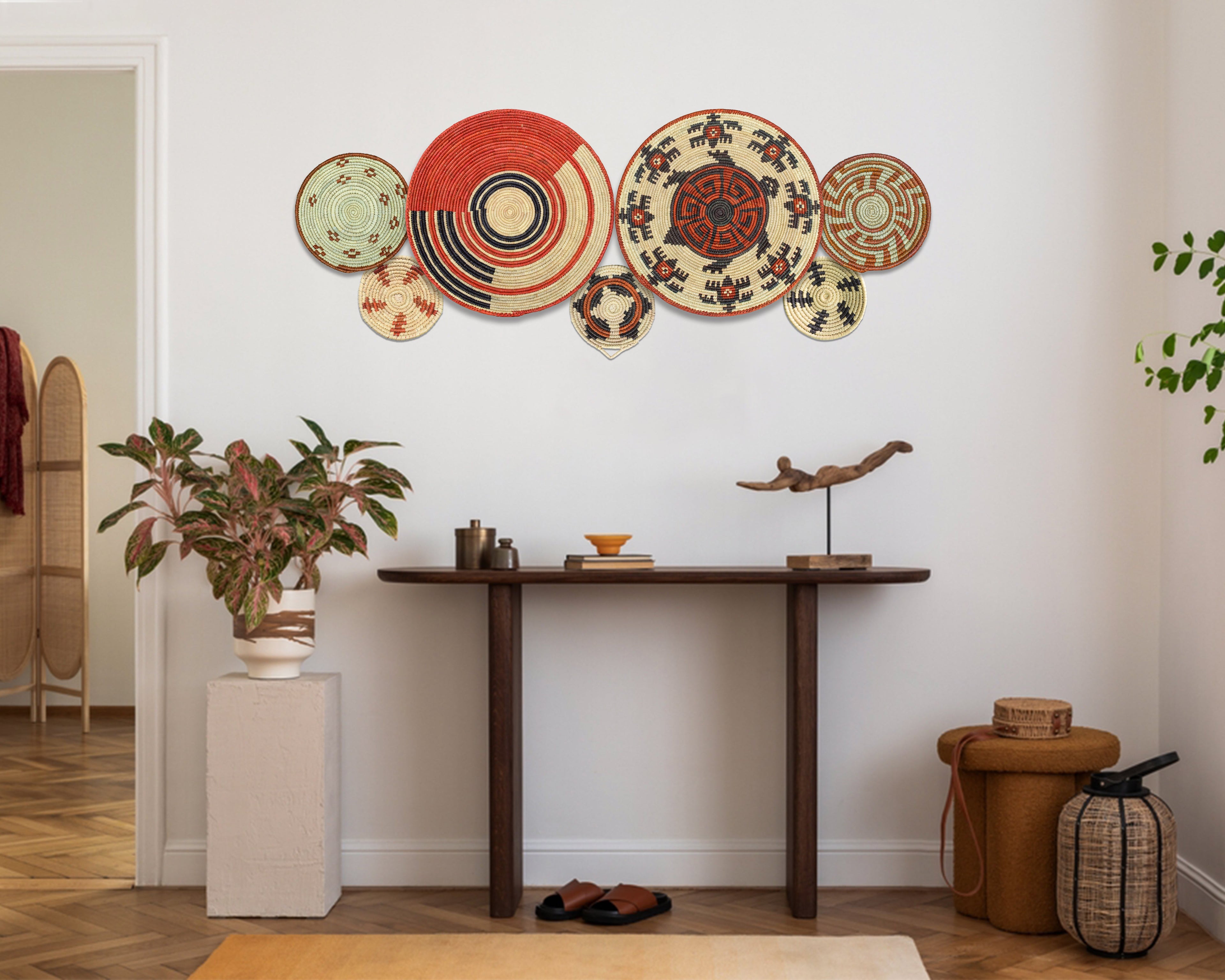 Set of 7 Handwoven wall baskets Set 303-7-N