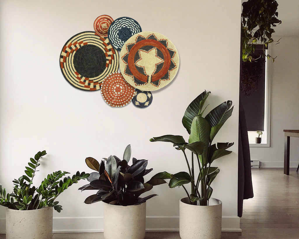 Set of 6 Handwoven wall baskets SET-382-6 N