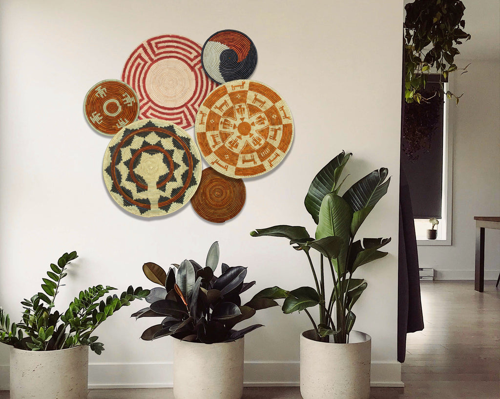 Set of 6 Handwoven wall baskets SET-291-6 N