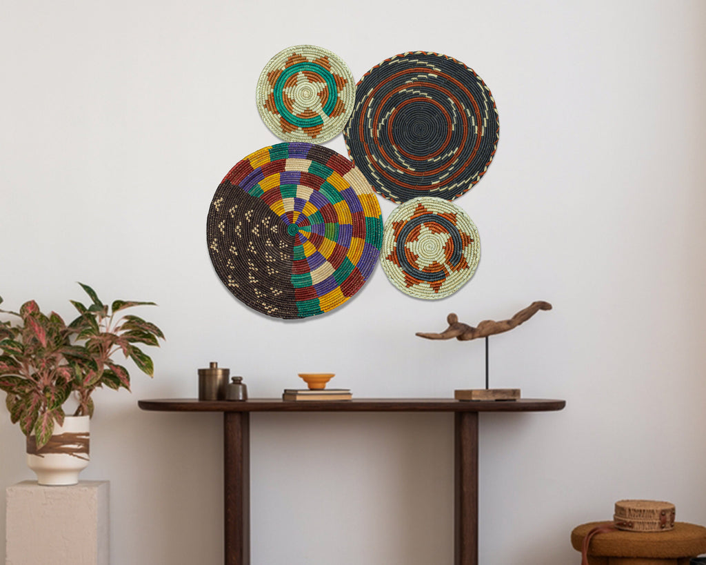 Set of 4 Handwoven wall baskets SET-238-4 N