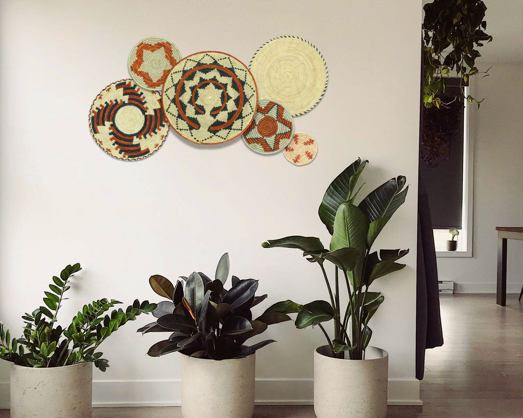 Set of 6 Handwoven wall baskets SET-396-6 N