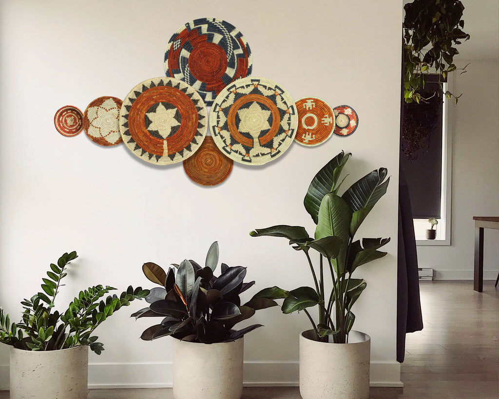 Set of 8 Handwoven wall baskets SET-362-8 N