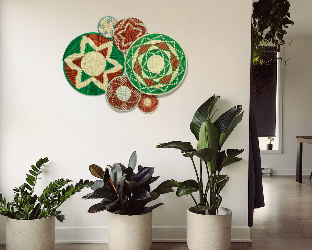 Set of 6 Handwoven wall baskets SET-381-6 N