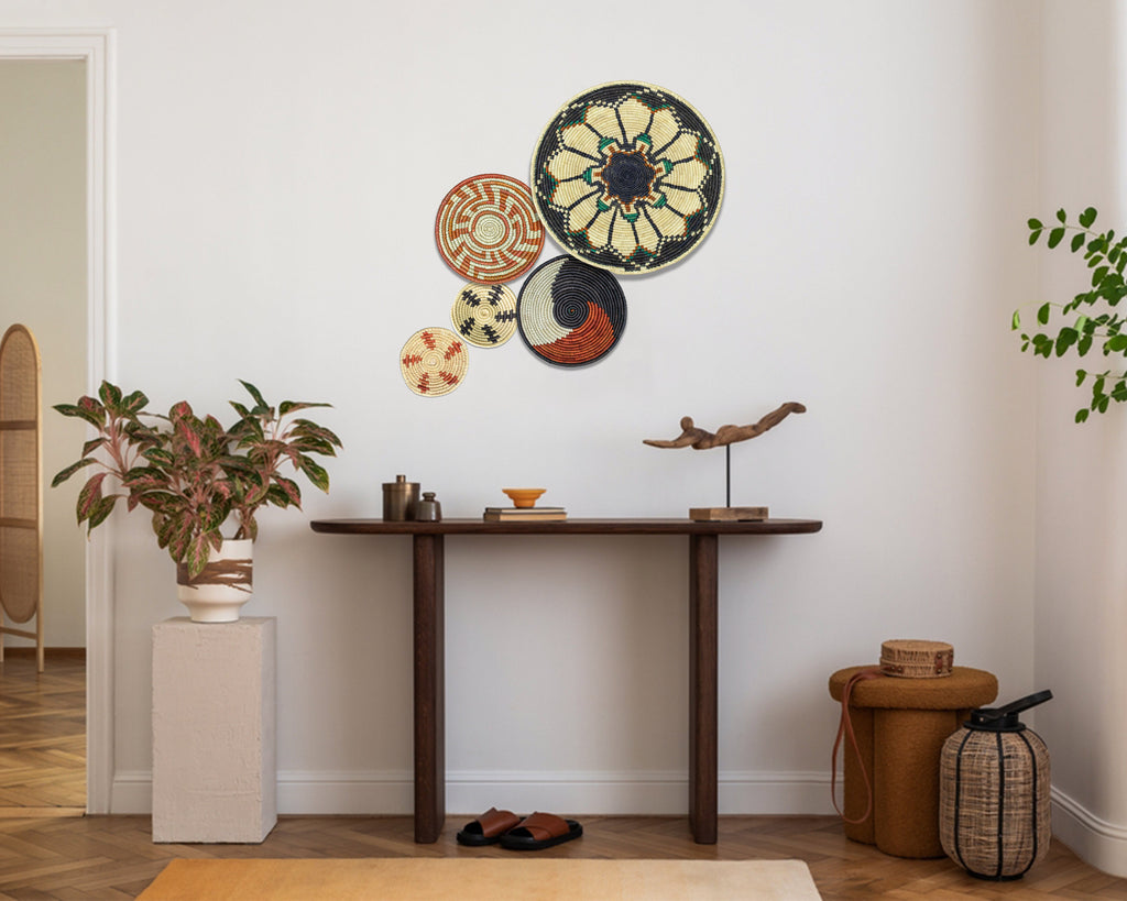 Set of 5 Handwoven wall baskets SET-67-5 N