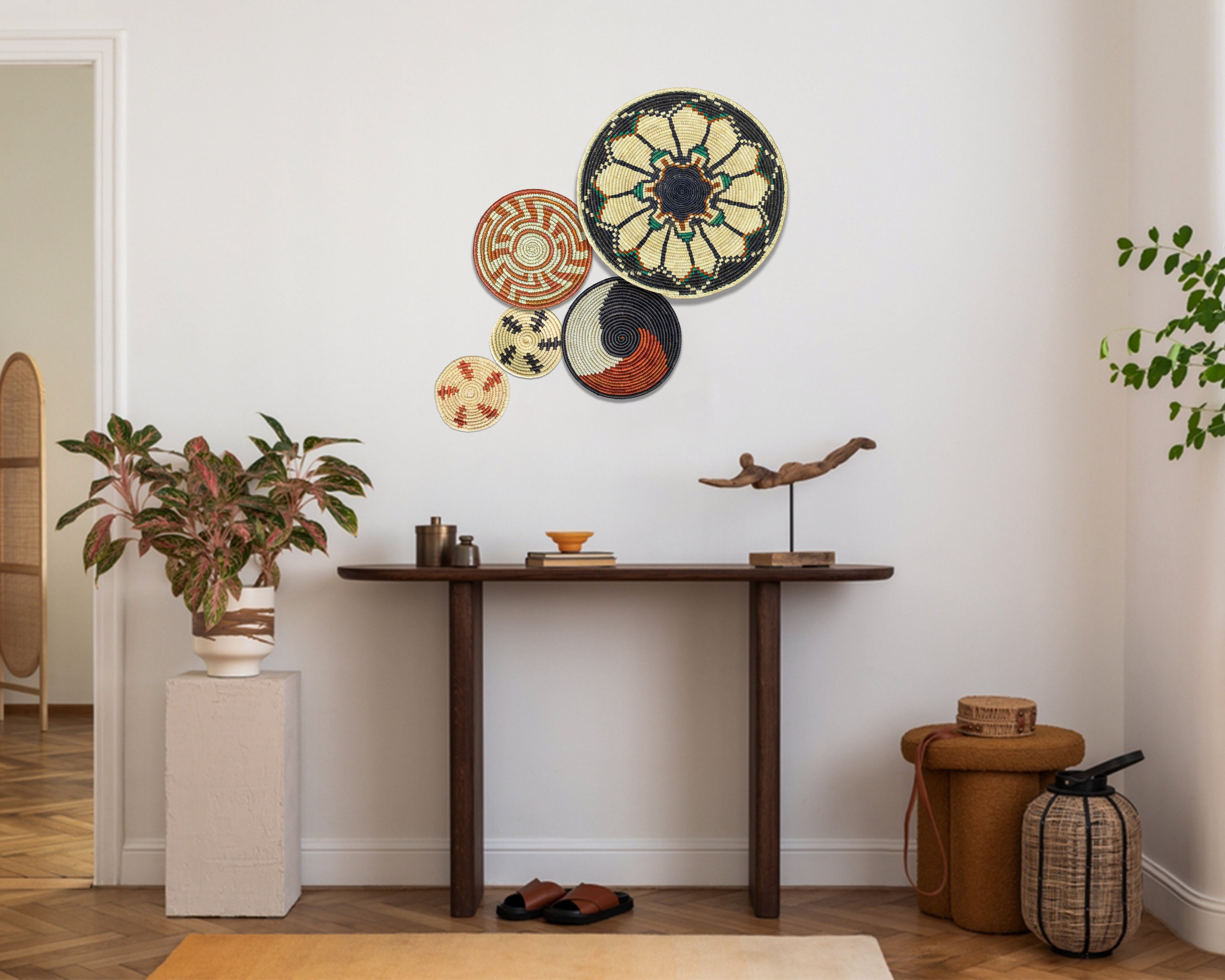 Set of 5 Handwoven wall baskets SET-67-5 N