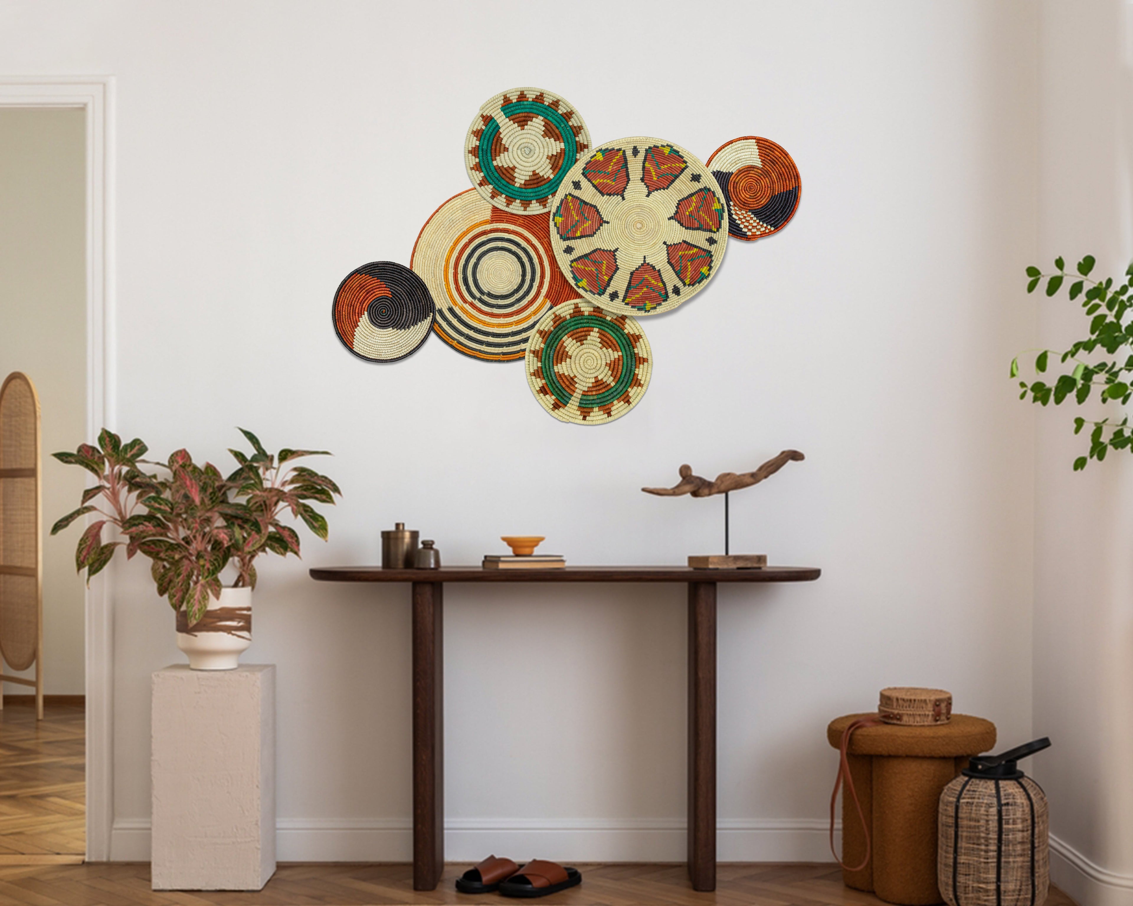 Set of 6 Handwoven wall baskets SET-281-6 N