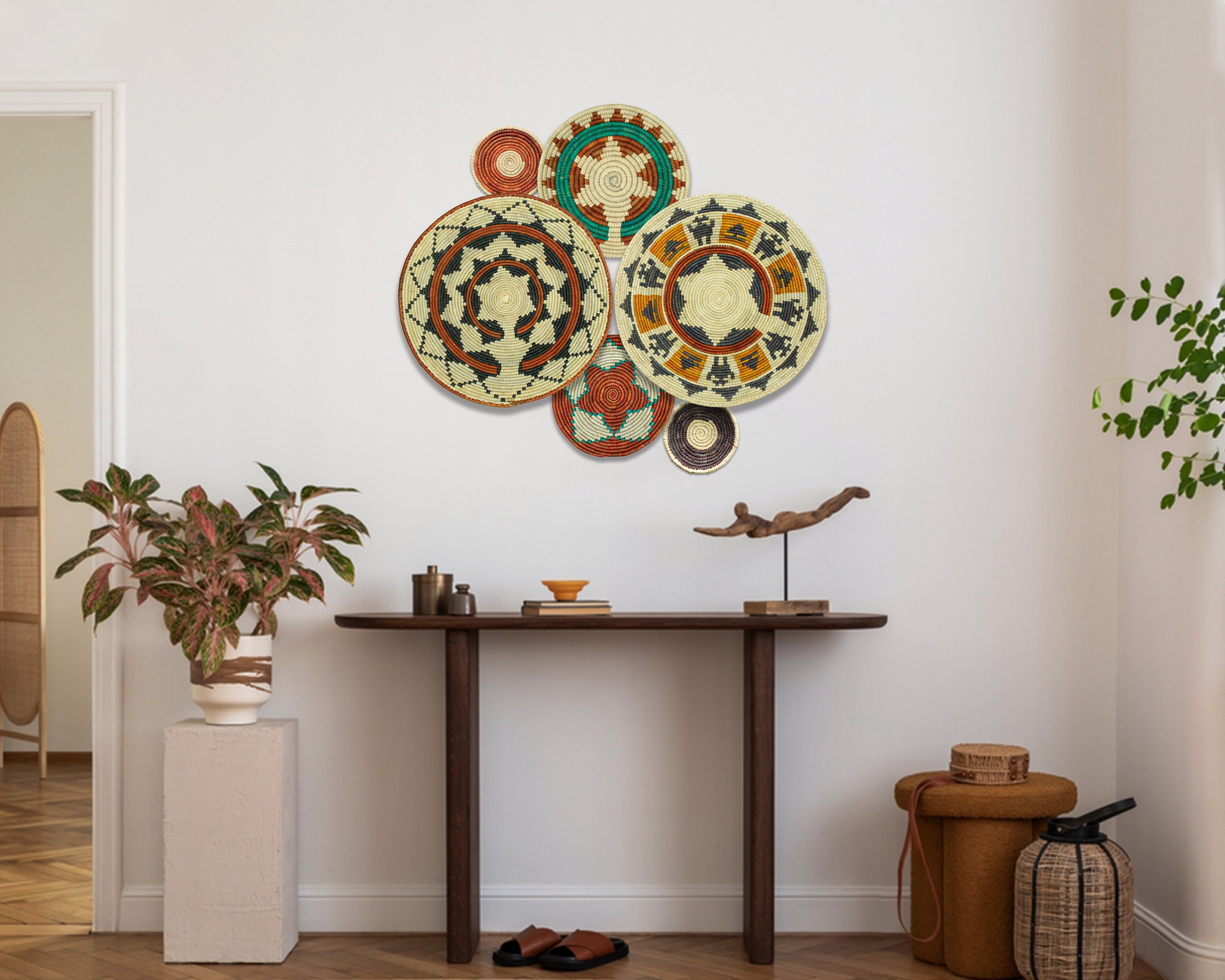 Set of 6 Handwoven wall baskets SET-287-6 N