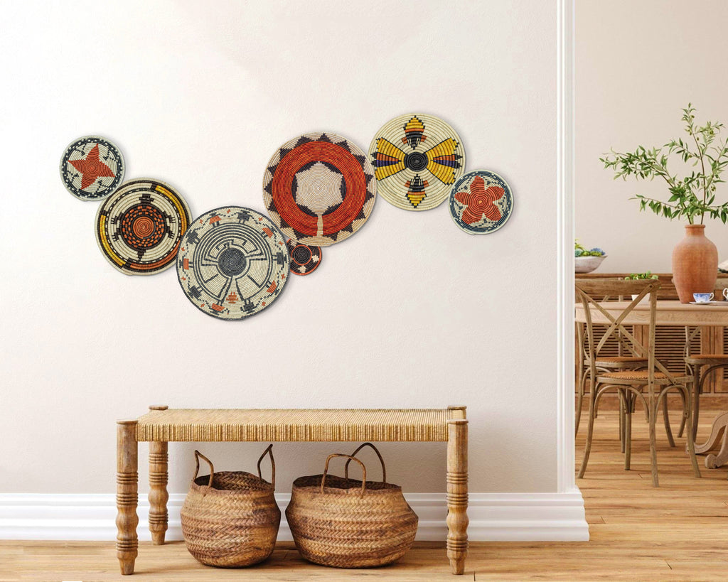 Set of 7 Handwoven wall baskets Set 38-7-N