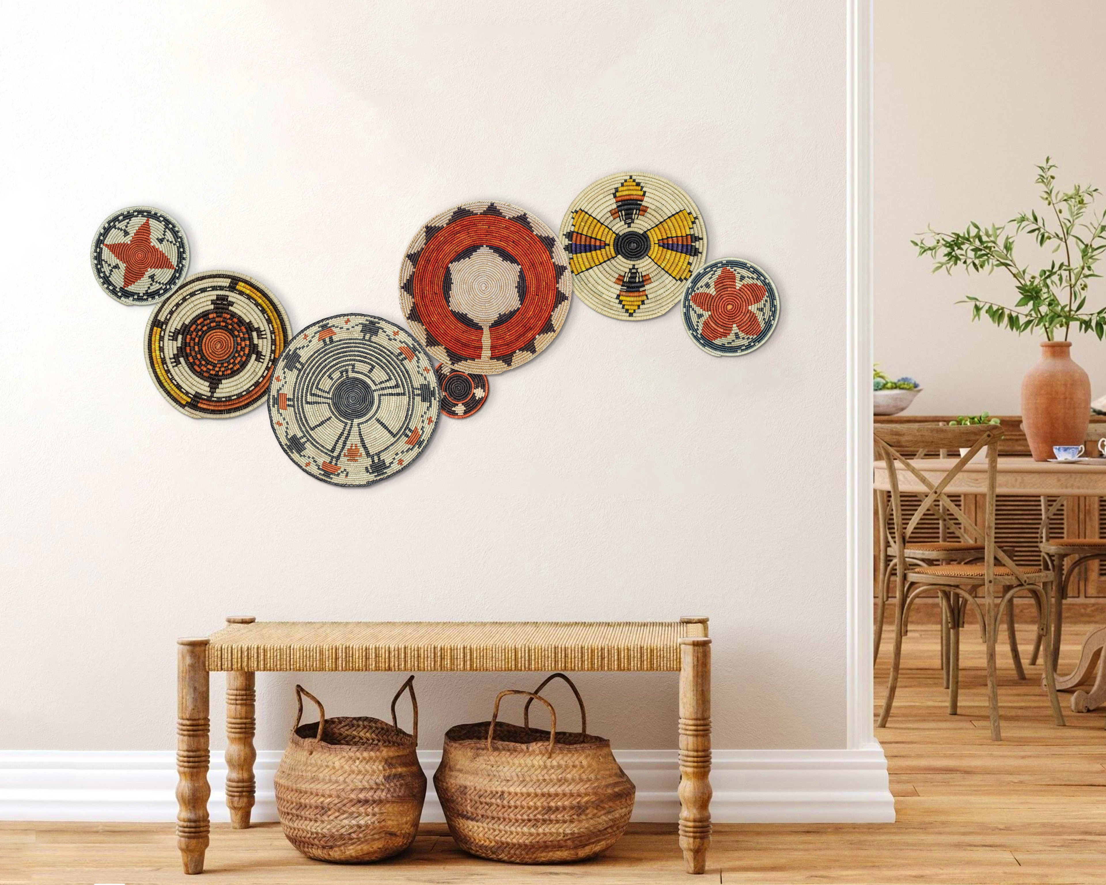 Set of 7 Handwoven wall baskets Set 38-7-N