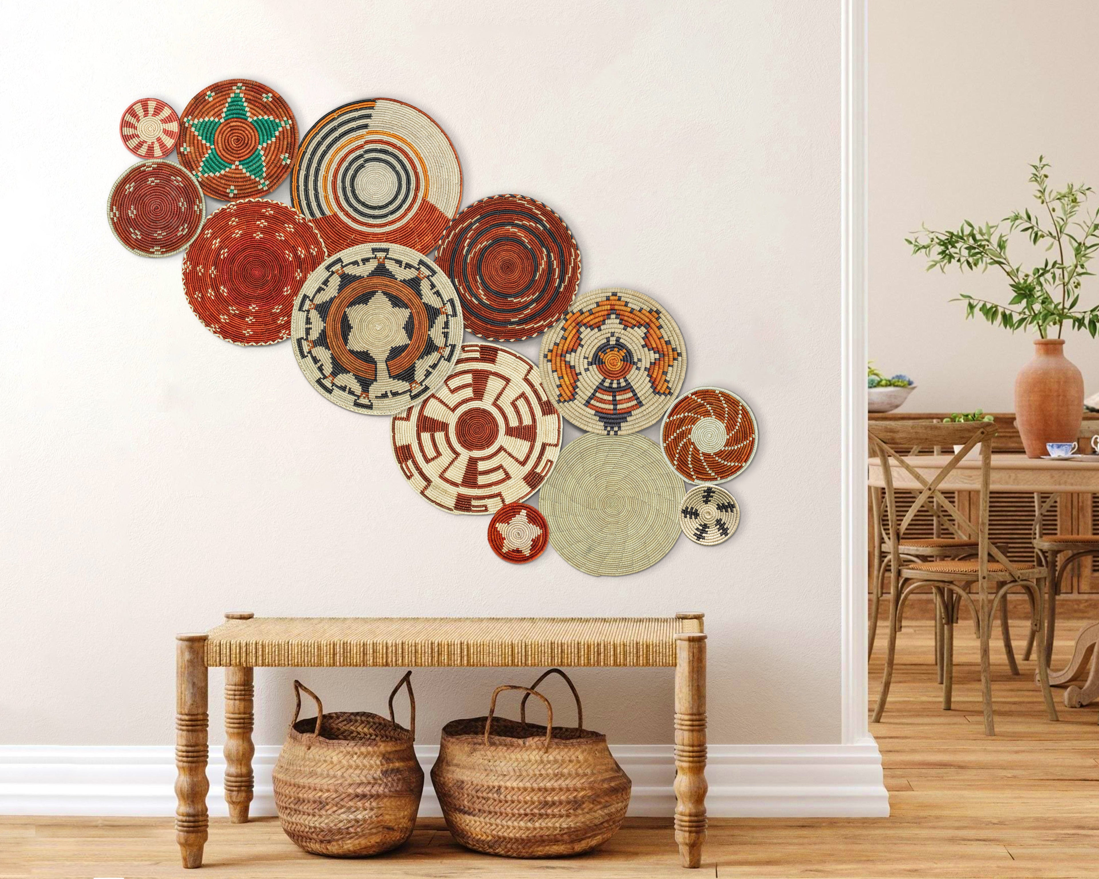 Set of 13 Handwoven wall baskets SET-182-13 N