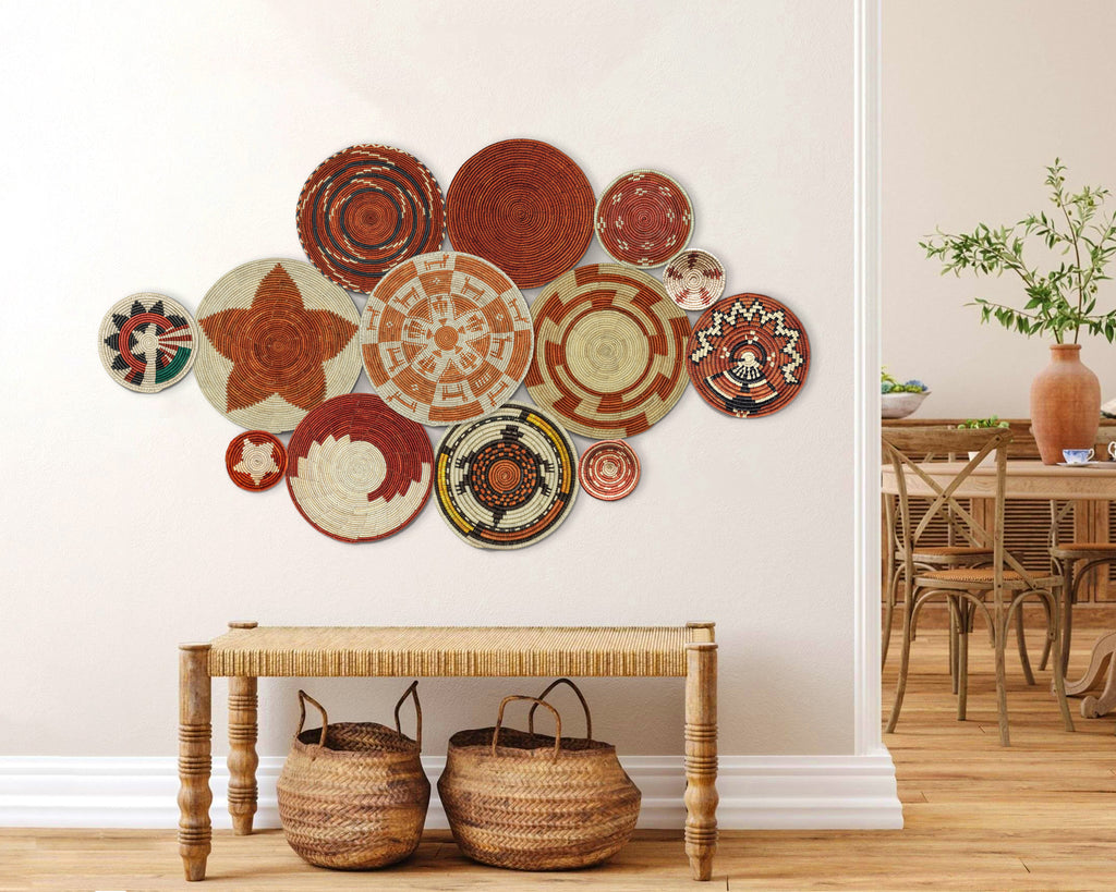 Set of 13 Handwoven wall baskets SET-181-13 N