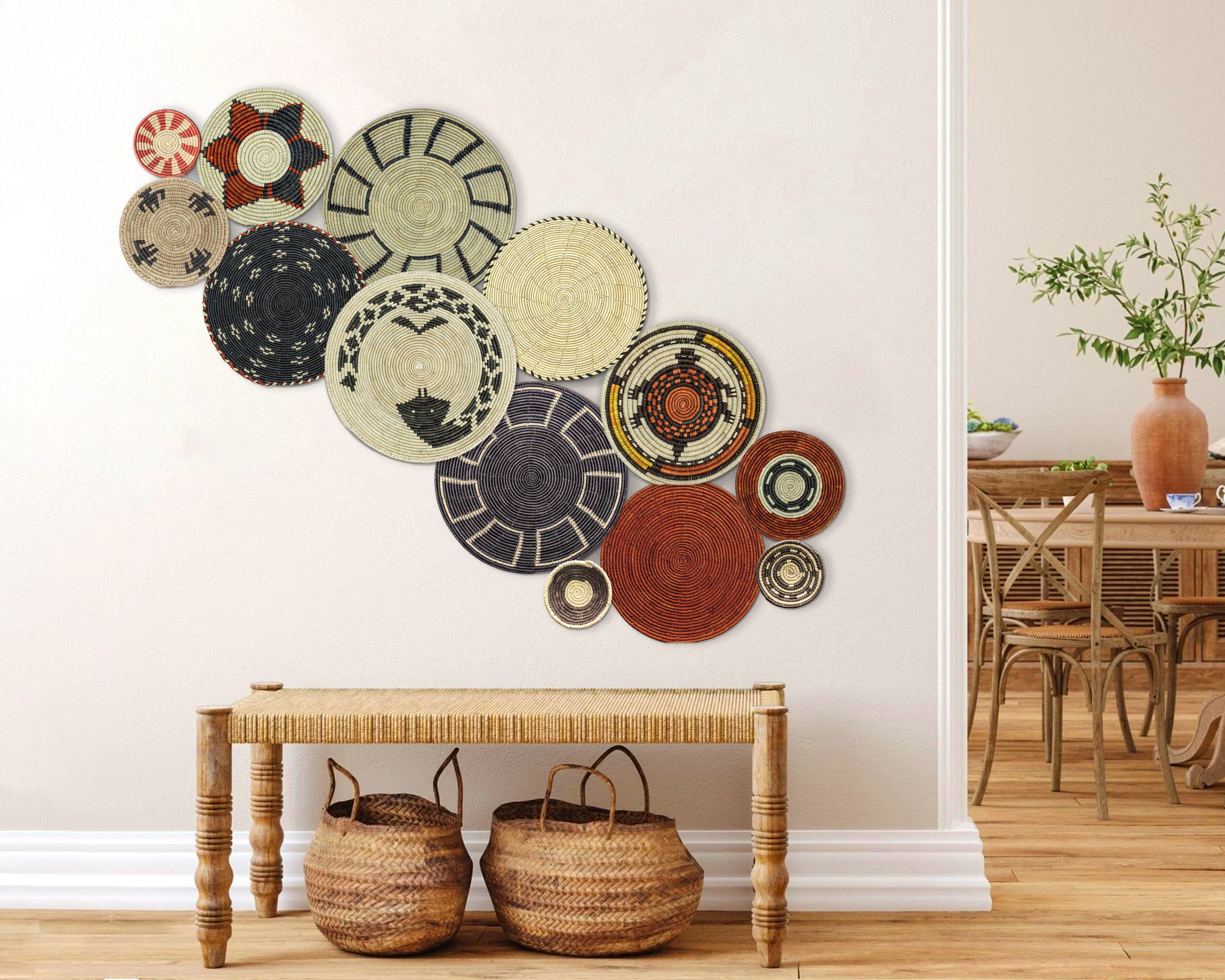 Set of 13 Handwoven wall baskets SET-176-13 N