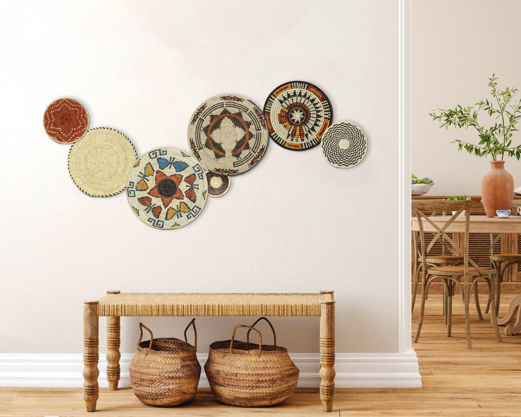 Set of 7 Handwoven wall baskets Set 46-7-N