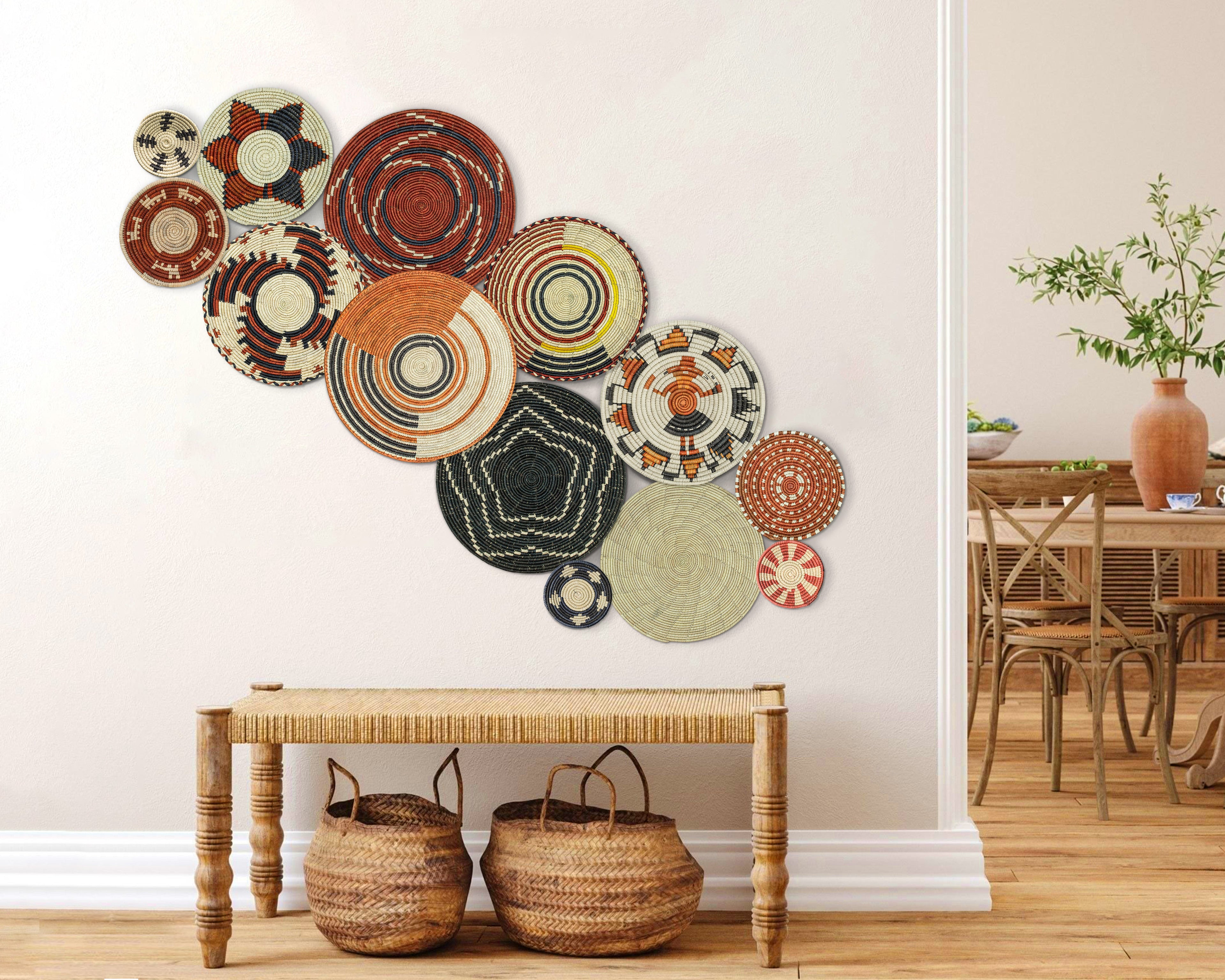 Set of 13 Handwoven wall baskets SET-179-13 N