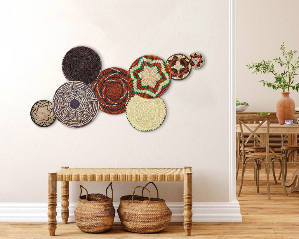 Set of 8 Handwoven wall baskets SET-355-8 N