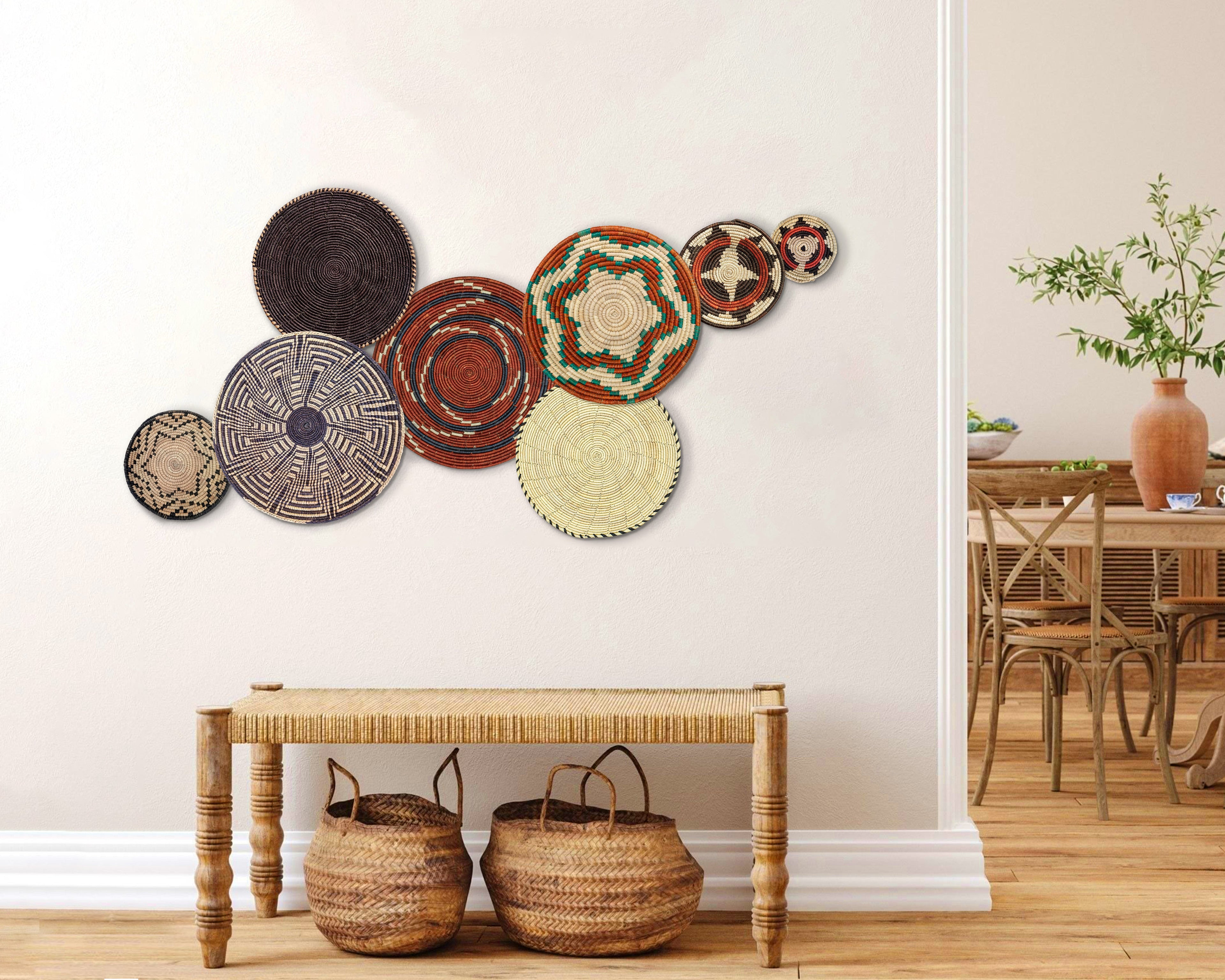 Set of 8 Handwoven wall baskets SET-355-8 N