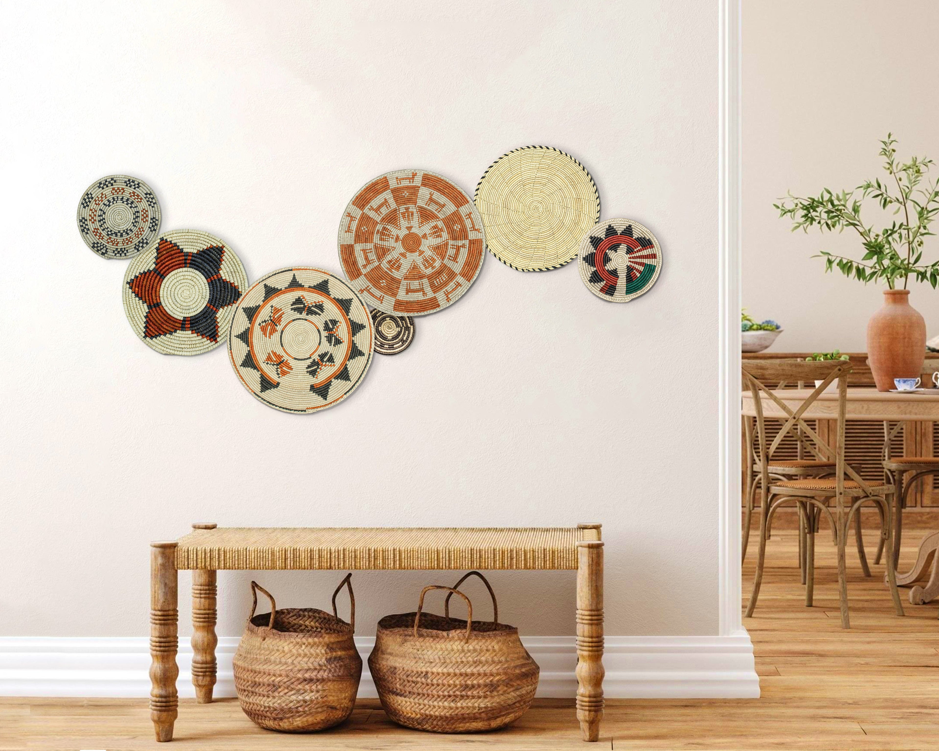 Set of 7 Handwoven wall baskets Set 49-7-N